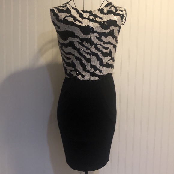 Erin Fetherston Sequin Top Dress, Black/White - Picture 2 of 6